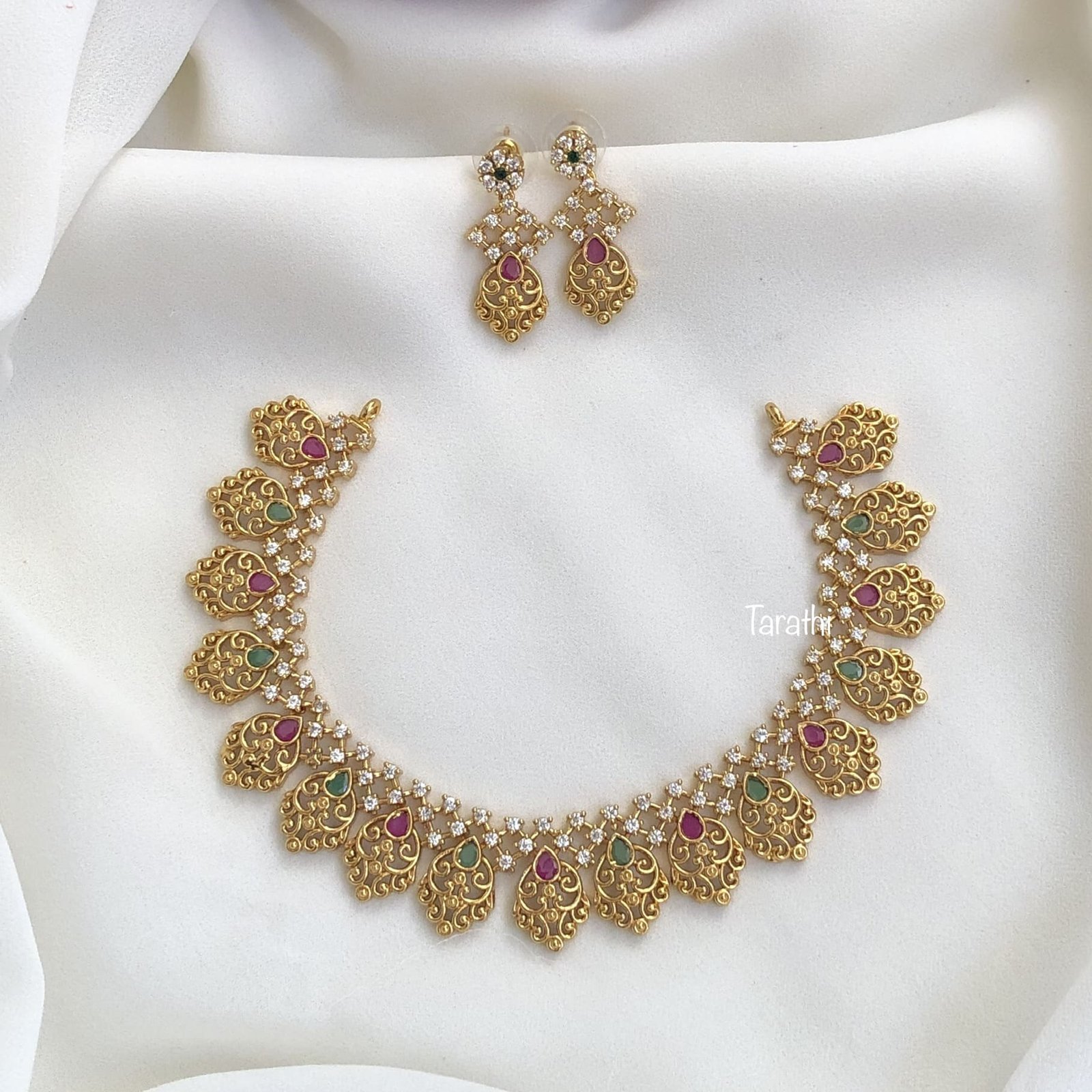 Elegant Motif Design Necklace N206 - Tarathi Jewels